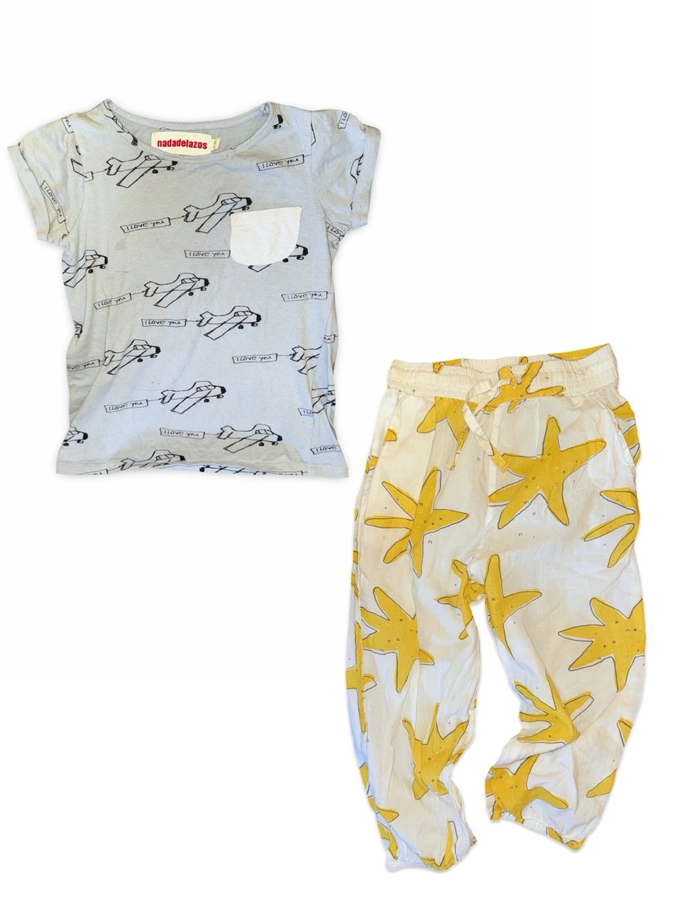 Nadadelazos 4T set pants and tee shirt